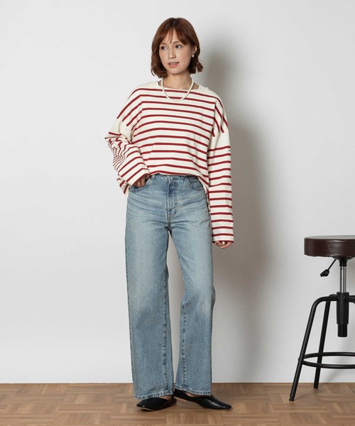 Right-on(ライトオン)の「バスクボーダーロンT(Tシャツ/カットソー・レディース・ネイビー/フューシャピンク/ブラック・M/L/XL)」の14枚目の写真