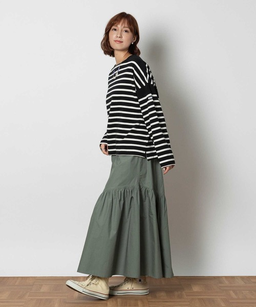 Right-on(ライトオン)の「バスクボーダーロンT(Tシャツ/カットソー・レディース・ネイビー/フューシャピンク/ブラック・M/L/XL)」の9枚目の写真