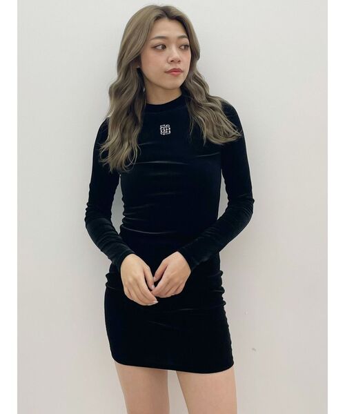 GYDA（ジェイダ）の「GYGYラインストーンプチハイベロアワンピース（ワンピース・レディース・ベージュ/ブラック・FREE）」の11枚目の写真