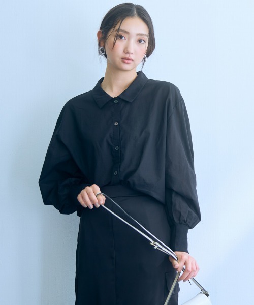 slattgir(スラットジール)の「高身長 袖リブ切替シャツ(トールサイズ)Essenave(シャツ/ブラウス・レディース・ブラック/オフホワイト・M/L/LL/3L)」の8枚目の写真