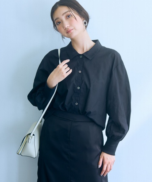 slattgir(スラットジール)の「高身長 袖リブ切替シャツ(トールサイズ)Essenave(シャツ/ブラウス・レディース・ブラック/オフホワイト・M/L/LL/3L)」の9枚目の写真