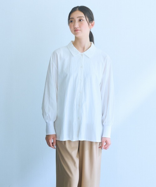 slattgir(スラットジール)の「高身長 袖リブ切替シャツ(トールサイズ)Essenave(シャツ/ブラウス・レディース・ブラック/オフホワイト・M/L/LL/3L)」の14枚目の写真