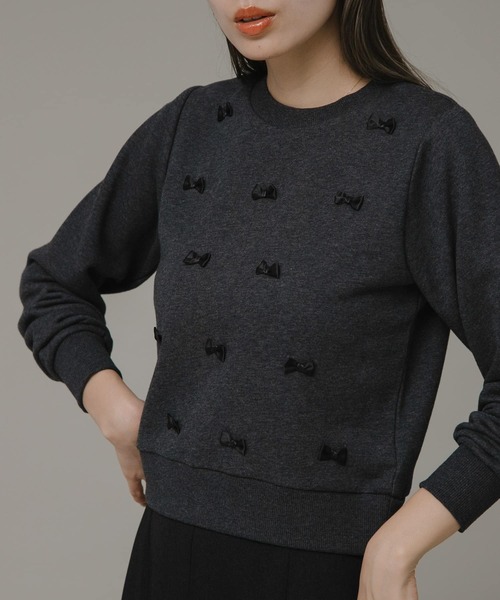 URBAN RESEARCH Sonny Label（アーバンリサーチサニーレーベル）の「『ZOZOtown限定』プチリボン裏毛プルオーバー（スウェット・レディース・チャコールグレー/ブラック/ライトベージュ・FREE）」の4枚目の写真