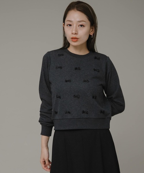 URBAN RESEARCH Sonny Label（アーバンリサーチサニーレーベル）の「『ZOZOtown限定』プチリボン裏毛プルオーバー（スウェット・レディース・チャコールグレー/ブラック/ライトベージュ・FREE）」の6枚目の写真