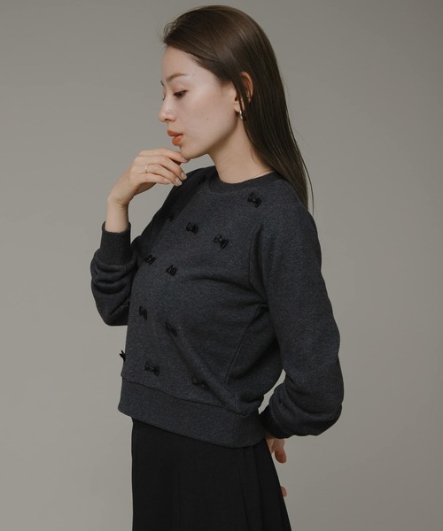 URBAN RESEARCH Sonny Label（アーバンリサーチサニーレーベル）の「『ZOZOtown限定』プチリボン裏毛プルオーバー（スウェット・レディース・チャコールグレー/ブラック/ライトベージュ・FREE）」の7枚目の写真
