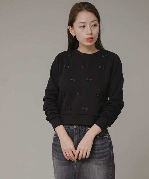 URBAN RESEARCH Sonny Label（アーバンリサーチサニーレーベル）の「『ZOZOtown限定』プチリボン裏毛プルオーバー（スウェット・レディース・チャコールグレー/ブラック/ライトベージュ・FREE）」の13枚目の写真