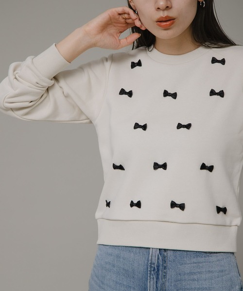 URBAN RESEARCH Sonny Label（アーバンリサーチサニーレーベル）の「『ZOZOtown限定』プチリボン裏毛プルオーバー（スウェット・レディース・チャコールグレー/ブラック/ライトベージュ・FREE）」の20枚目の写真