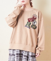 CUBE SUGAR（キューブシュガー）の「30/10裏毛ワッペンフロッキープリントスウェット（スウェット・レディース）」