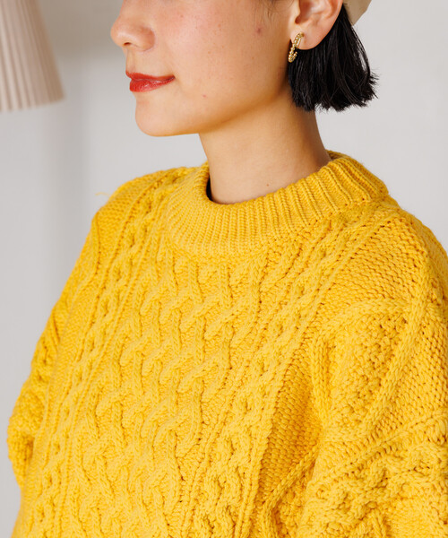 BALENCIAGA イエロー ケーブル編みセーター FREAK'S STORE（フリークスストア）の「ミックスケーブル クルーネック