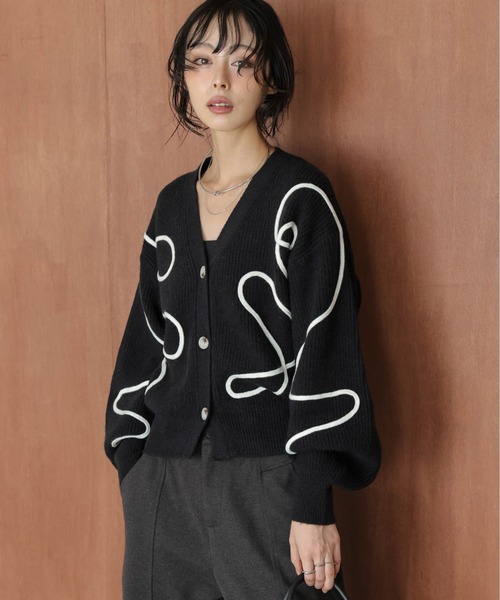 セール】リボンラインニットカーディガン（カーディガン/ボレロ