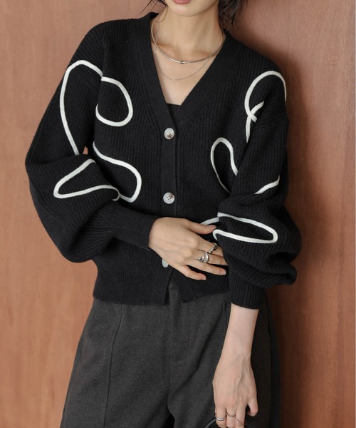 AMELY（エミリー）の「リボンラインニットカーディガン（カーディガン