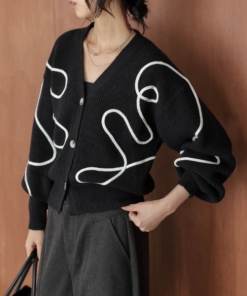 セール】リボンラインニットカーディガン（カーディガン/ボレロ
