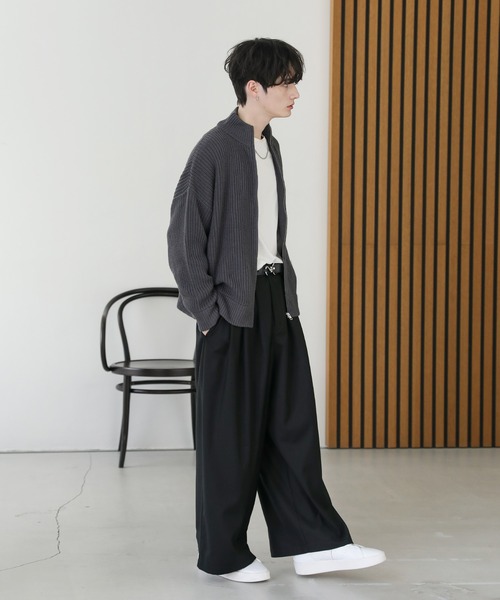 セール】ビッグシルエット畦編みショート丈ドライバーズニット（ニット