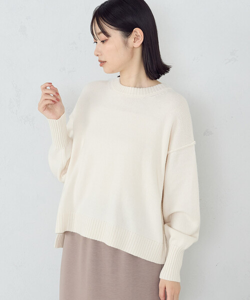 unused クリーム色 ニットセーター クルーネック 【公式通販】