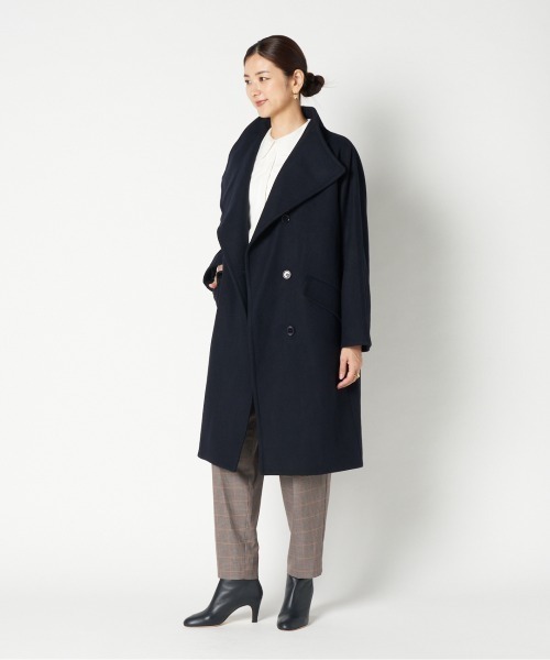 2023AWエリオポール　スタンドカラーショートコート　紺ネイビー　38 STAND COLLAR SHORT COAT｜HELIOPOLE｜HÉLIOPÔLE（エリオポール）公式