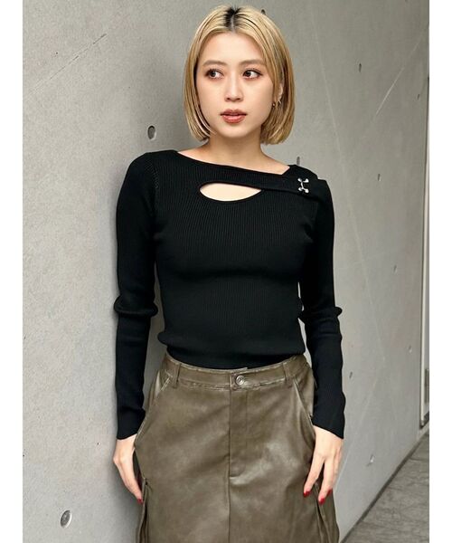 MURUA（ムルーア）の「フロントオープンリブニット（ニット/セーター・レディース・ホワイト/グレー/ブルー/ブラック・FREE）」の8枚目の写真