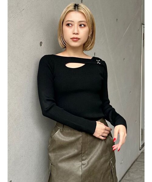 MURUA（ムルーア）の「フロントオープンリブニット（ニット/セーター・レディース・ホワイト/グレー/ブルー/ブラック・FREE）」の9枚目の写真