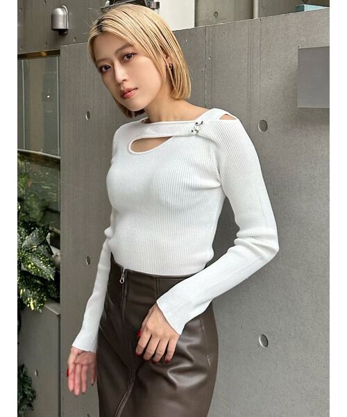 MURUA（ムルーア）の「フロントオープンリブニット（ニット/セーター・レディース・ホワイト/グレー/ブルー/ブラック・FREE）」の13枚目の写真