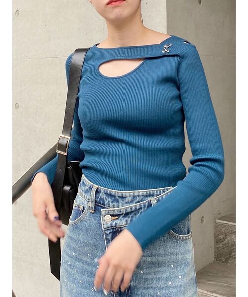 MURUA（ムルーア）の「フロントオープンリブニット（ニット/セーター・レディース・ホワイト/グレー/ブルー/ブラック・FREE）」の16枚目の写真