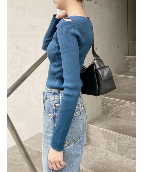 MURUA（ムルーア）の「フロントオープンリブニット（ニット/セーター・レディース・ホワイト/グレー/ブルー/ブラック・FREE）」の17枚目の写真