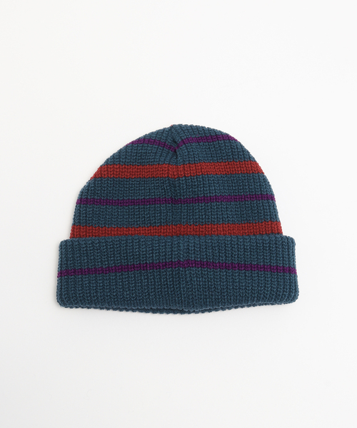 SAYHELLO（セイハロー）の「【SAYHELLO / セイハロー】Border Knited Cap（ニットキャップ/ビーニー・メンズ・ネイビー/カーキ・FREE）」の3枚目の写真