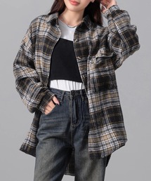 DAY CLOSET | レディース 長袖ふわっと微起毛オーバーサイズタータンチェックシャツ(シャツ/ブラウス)