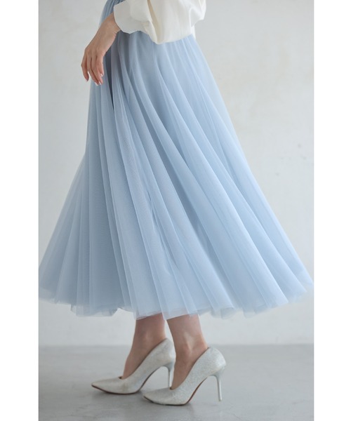 cawaii（カワイイ）の「着回しNO.1！カメレオンチュールスカート（スカート・レディース・ブルーグリーン/グレー/ワイン/アイボリー/ライトブルー・S～Ｍ/L～LL）」の3枚目の写真