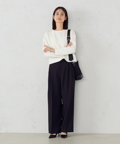 COMME CA ISM（コムサイズム）の「クロップド丈ロンT（Tシャツ/カットソー・レディース・ホワイト/ブラック・MEDIUM/LARGE）」の4枚目の写真