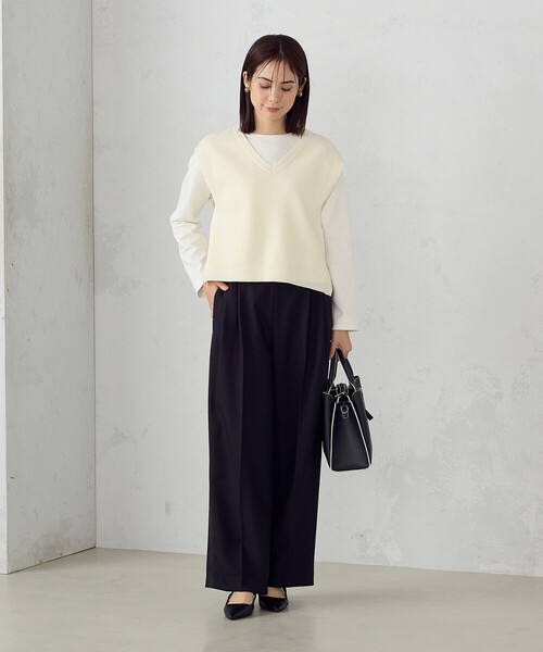 COMME CA ISM（コムサイズム）の「クロップド丈ロンT（Tシャツ/カットソー・レディース・ホワイト/ブラック・MEDIUM/LARGE）」の5枚目の写真