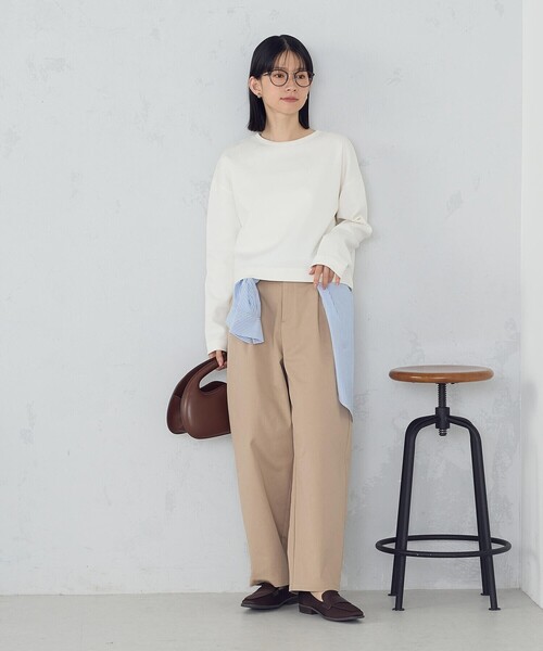 COMME CA ISM（コムサイズム）の「クロップド丈ロンT（Tシャツ/カットソー・レディース・ホワイト/ブラック・MEDIUM/LARGE）」の6枚目の写真