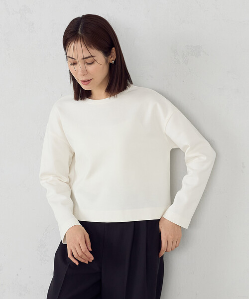 COMME CA ISM（コムサイズム）の「クロップド丈ロンT（Tシャツ/カットソー・レディース・ホワイト/ブラック・MEDIUM/LARGE）」の9枚目の写真