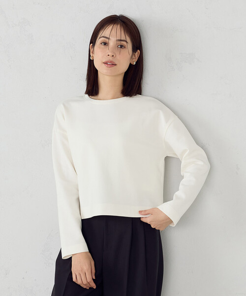 COMME CA ISM（コムサイズム）の「クロップド丈ロンT（Tシャツ/カットソー・レディース・ホワイト/ブラック・MEDIUM/LARGE）」の3枚目の写真