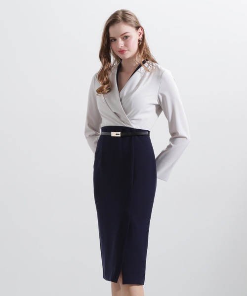 ◇バイカラーネックワンピース（ワンピース）｜PINKY&DIANNE（ピンキー