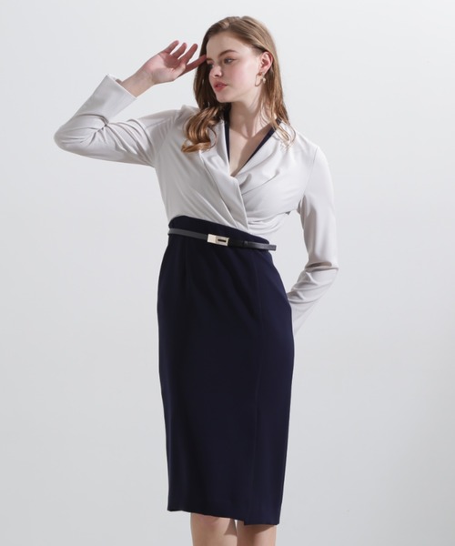 ◇バイカラーネックワンピース（ワンピース）｜PINKY&DIANNE（ピンキー