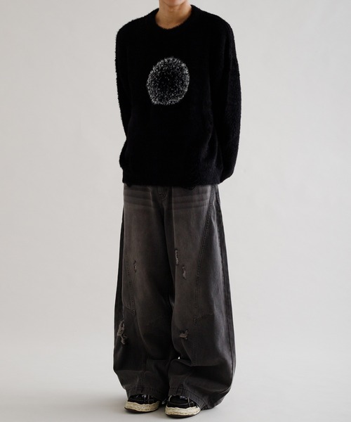 EPNK（イーピーエヌケー）の「【EPNK】Damage logo shaggy knit / ダメージロゴシャギーニット（ニット/セーター・メンズ・ブラック/モスグリーン・MEDIUM/SMALL/LARGE）」の9枚目の写真