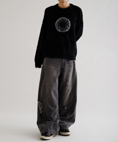 épine シャギーニット フーディー epine é shaggy knit zipper hoodie