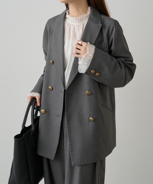PUAL CE CIN（ピュアルセシン）の「【セットアップ対応】TRダブルデザインテーラードジャケット（テーラードジャケット・レディース・グレー/ネイビー/ブラック・FREE）」の4枚目の写真
