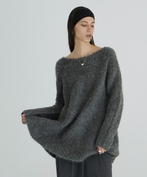 BOAT NECK SHAGGY KNIT ONEPIECE
