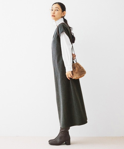 and myera(アンド マイラ)の「and myera フレンチスリーブワンピース(ワンピース・レディース・チャコールグレー・M/L/LL/S)」の5枚目の写真