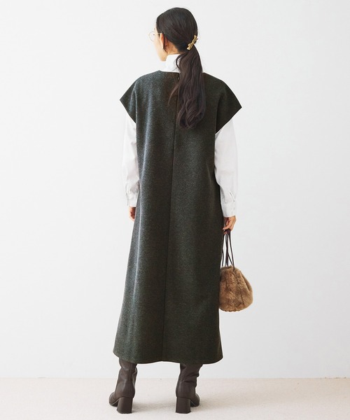 and myera(アンド マイラ)の「and myera フレンチスリーブワンピース(ワンピース・レディース・チャコールグレー・M/L/LL/S)」の6枚目の写真