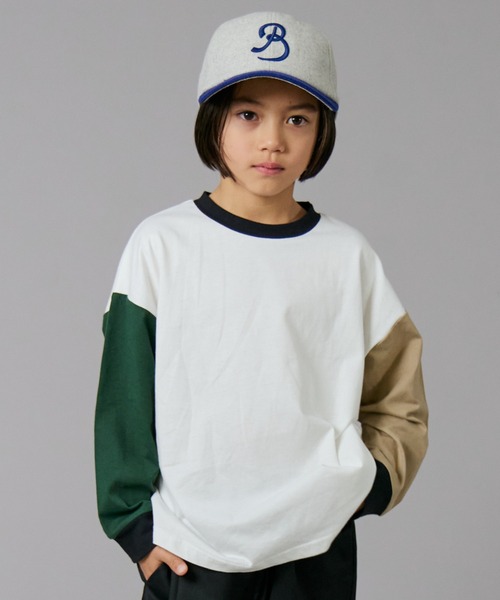 PAIRMANON STREET（ペアマノンストリート）の「【PAIRMANON STREET】ベーシック クレイジー 配色 シンプル 長袖 Tシャツ（Tシャツ/カットソー・キッズ・ベージュ/グリーン系その他/ブラック/ホワイト/ホワイト系その他/ベージュ系その他/グリーン/ブラック系その他・100/110/120/130/140/150/160/90）」の3枚目の写真