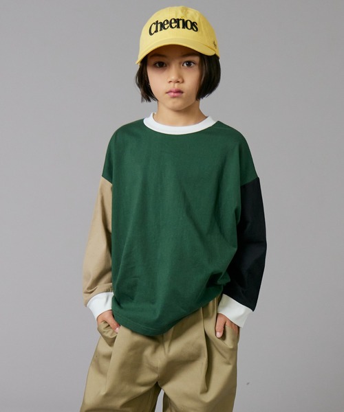 PAIRMANON STREET（ペアマノンストリート）の「【PAIRMANON STREET】ベーシック クレイジー 配色 シンプル 長袖 Tシャツ（Tシャツ/カットソー・キッズ・ベージュ/グリーン系その他/ブラック/ホワイト/ホワイト系その他/ベージュ系その他/グリーン/ブラック系その他・100/110/120/130/140/150/160/90）」の8枚目の写真