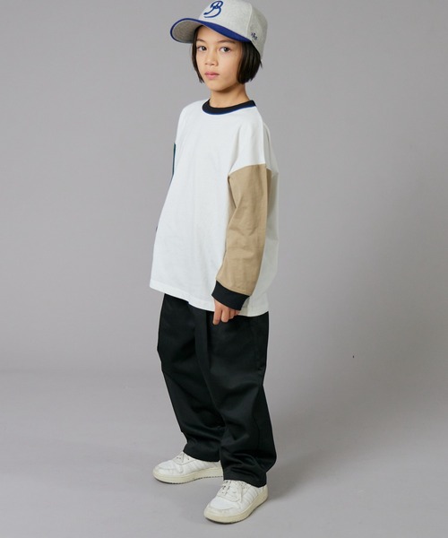 PAIRMANON STREET（ペアマノンストリート）の「【PAIRMANON STREET】ベーシック クレイジー 配色 シンプル 長袖 Tシャツ（Tシャツ/カットソー・キッズ・ベージュ/グリーン系その他/ブラック/ホワイト/ホワイト系その他/ベージュ系その他/グリーン/ブラック系その他・100/110/120/130/140/150/160/90）」の16枚目の写真