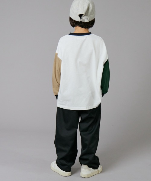 PAIRMANON STREET（ペアマノンストリート）の「【PAIRMANON STREET】ベーシック クレイジー 配色 シンプル 長袖 Tシャツ（Tシャツ/カットソー・キッズ・ベージュ/グリーン系その他/ブラック/ホワイト/ホワイト系その他/ベージュ系その他/グリーン/ブラック系その他・100/110/120/130/140/150/160/90）」の17枚目の写真