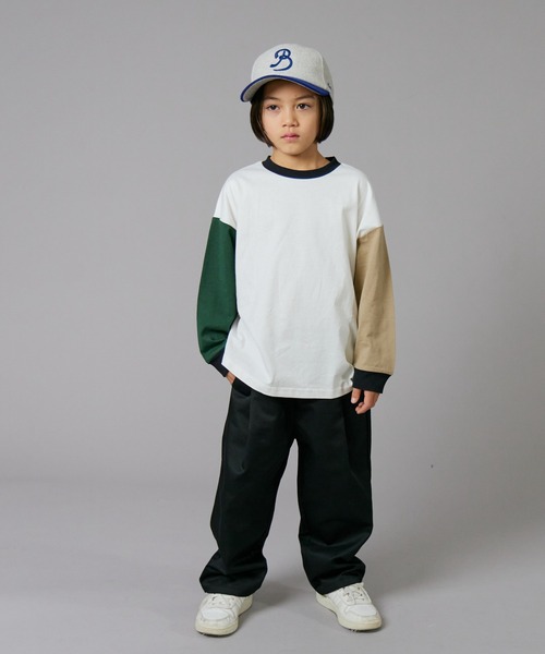 PAIRMANON STREET（ペアマノンストリート）の「【PAIRMANON STREET】ベーシック クレイジー 配色 シンプル 長袖 Tシャツ（Tシャツ/カットソー・キッズ・ベージュ/グリーン系その他/ブラック/ホワイト/ホワイト系その他/ベージュ系その他/グリーン/ブラック系その他・100/110/120/130/140/150/160/90）」の19枚目の写真