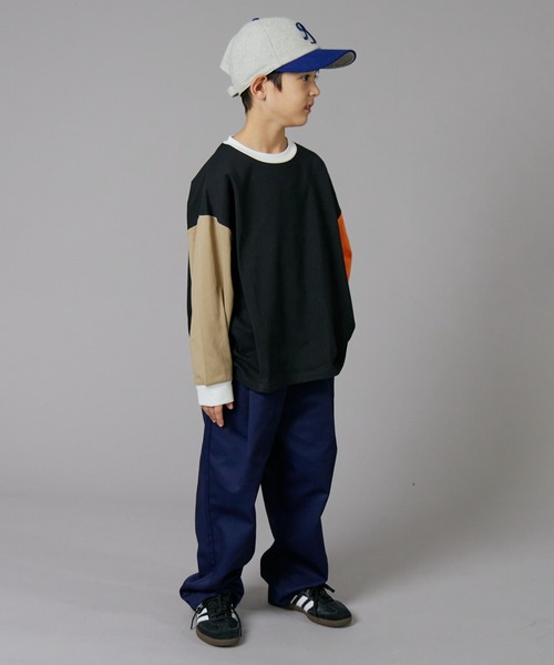 PAIRMANON STREET（ペアマノンストリート）の「【PAIRMANON STREET】ベーシック クレイジー 配色 シンプル 長袖 Tシャツ（Tシャツ/カットソー・キッズ・ベージュ/グリーン系その他/ブラック/ホワイト/ホワイト系その他/ベージュ系その他/グリーン/ブラック系その他・100/110/120/130/140/150/160/90）」の22枚目の写真