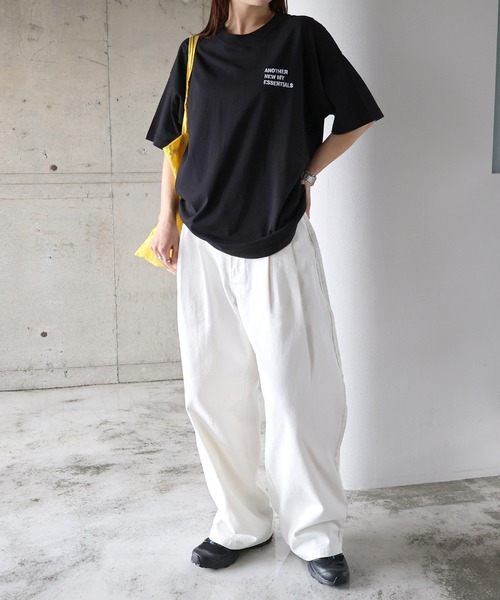 ANME（アンメ）の「【新色・新サイズ追加】ANMEロゴ刺繍半袖Tシャツ（Tシャツ/カットソー・レディース・ホワイト×ブラック/グレー系その他/ホワイト×レッド/ホワイト×ブルー/ブラック×ホワイト/ベージュ系その他/ライトグレー系/ホワイト×グレー・M/L/XL/XXL/S）」の13枚目の写真
