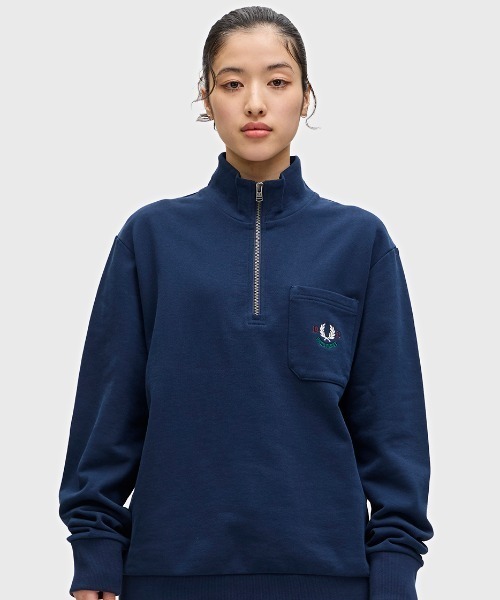 セール】Embroidered Champion Half Zip Sweatshirt／刺繍ハーフジップ
