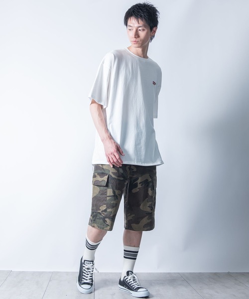 Starting Over（スターティングオーバー）の「bio-wash camouflage wide cargo half pants / バイオウォッシュ カモフラージュ ワイド カーゴ ハーフ パンツ（カーゴパンツ・メンズ・ウッドランド/リアルツリーカモ/デザートカモ・M/L/XL）」の7枚目の写真
