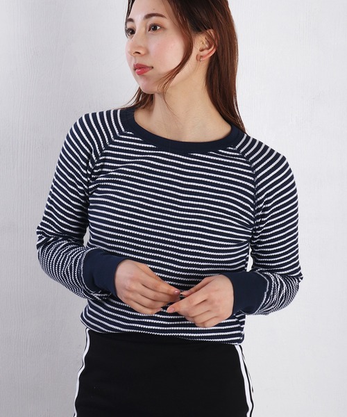 JEMORGAN(ジェーイーモーガン)の「JEMORGAN / ジェーイーモーガン ワッフル ラグラン ボーダークルーロンT(Tシャツ/カットソー・レディース・ネイビー/ホワイト/グレー/ナチュラル・FREE)」の4枚目の写真